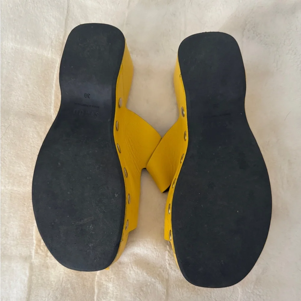 Staud Remi Platform Leather Buckle Sandals - Yellow 39 9 - Picture 5 of 10